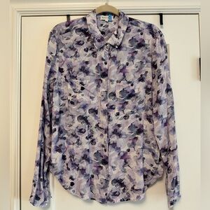 Bella Dahl Button-Up Floral Blouse in Lavender and Purple